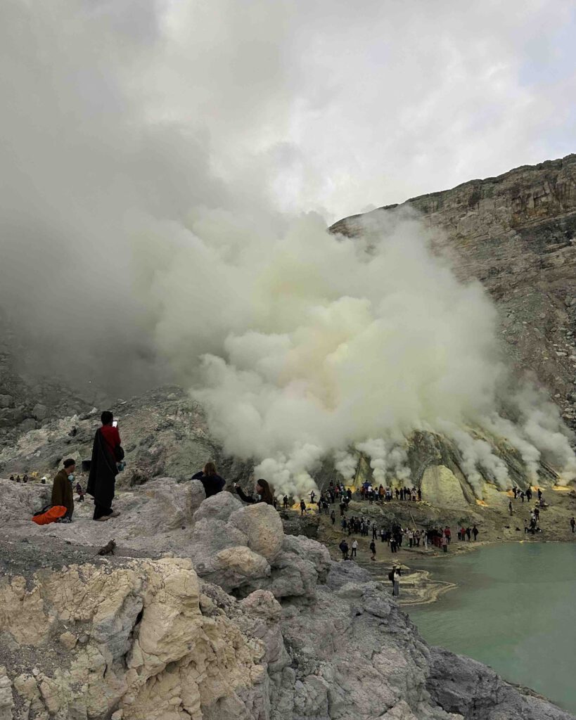 Sulphur mining inside the crater of Mount Ijen East Java Indonesia