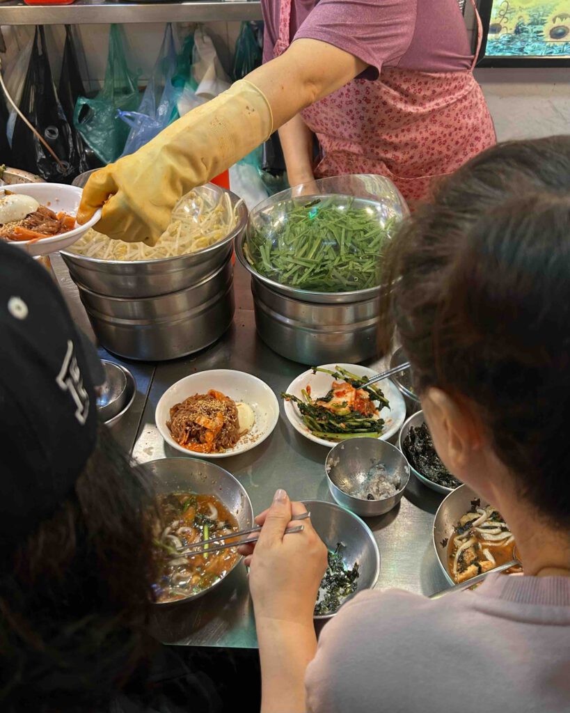 Food being served during a Namdaemun Market food tour