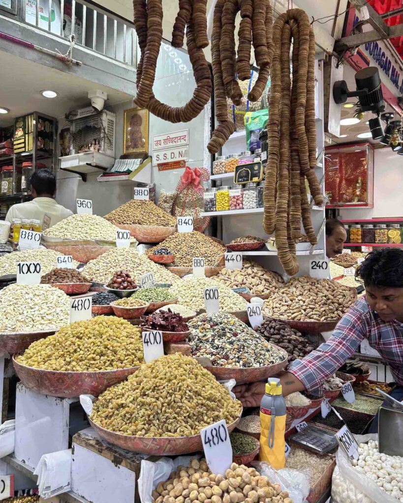 Spice baskets at the old delhi spice market