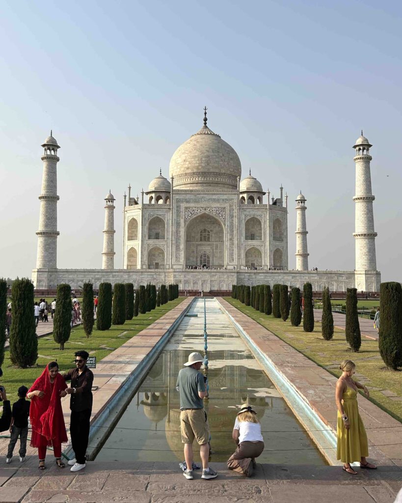 The Taj Mahal at sunset on the Contiki Eternal India group tour