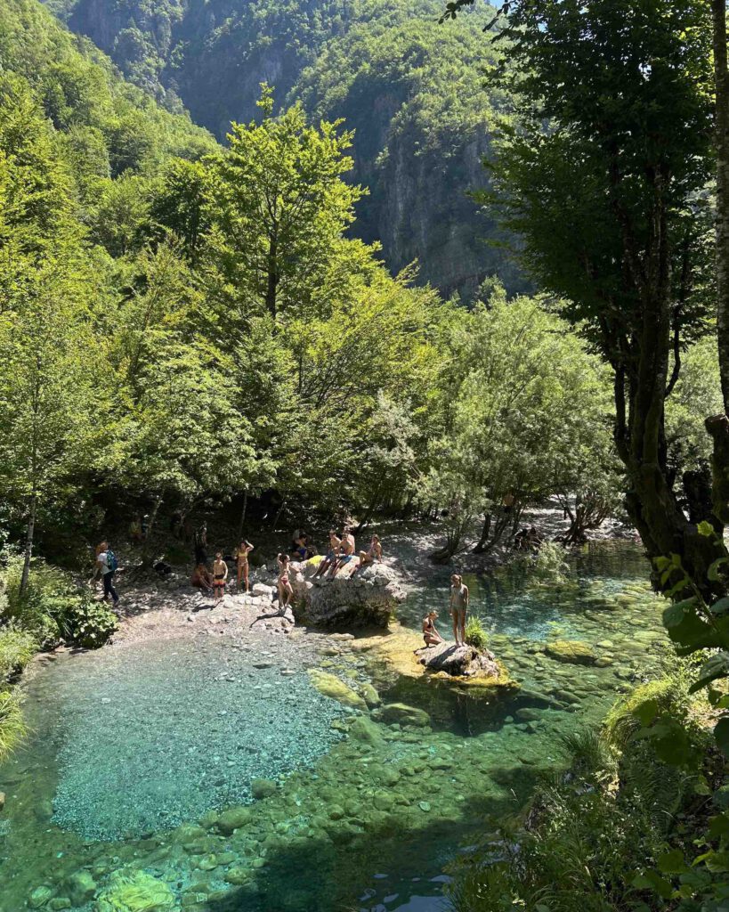 Crystal clear river near Theth Blue Eye in Albania