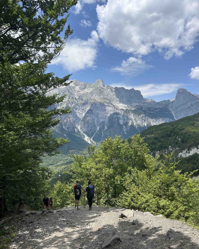 Views over Theth Valley during the descent from Valbona pass