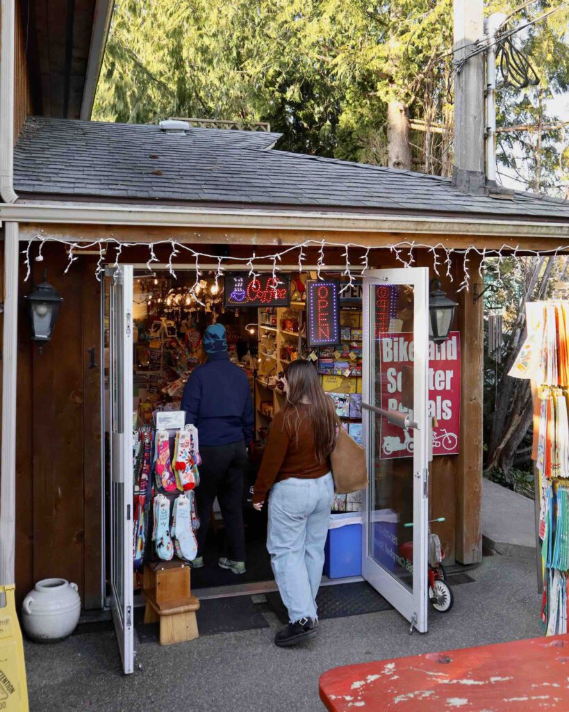 Local artisan shop on the streets of Tofino British Columbia in spring