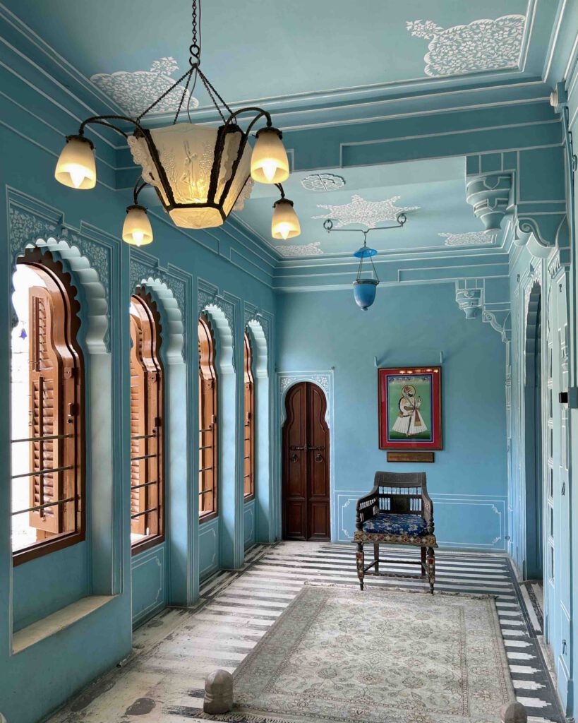 Udipur City Palace blue room in India